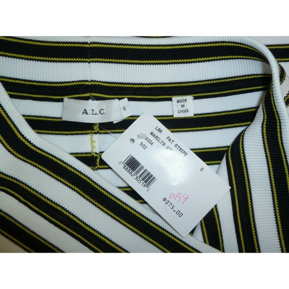 A.L.C. NWT Pencil Skirt Marilyn Stripe Knee Length Yellow Black ALC Small - Picture 3 of 7